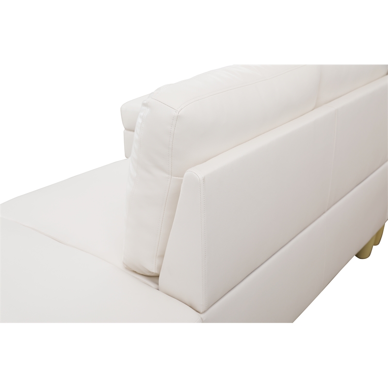 Starhome L Shaped White Faux Leather 2-Piece Couch Living Room Sofa Set