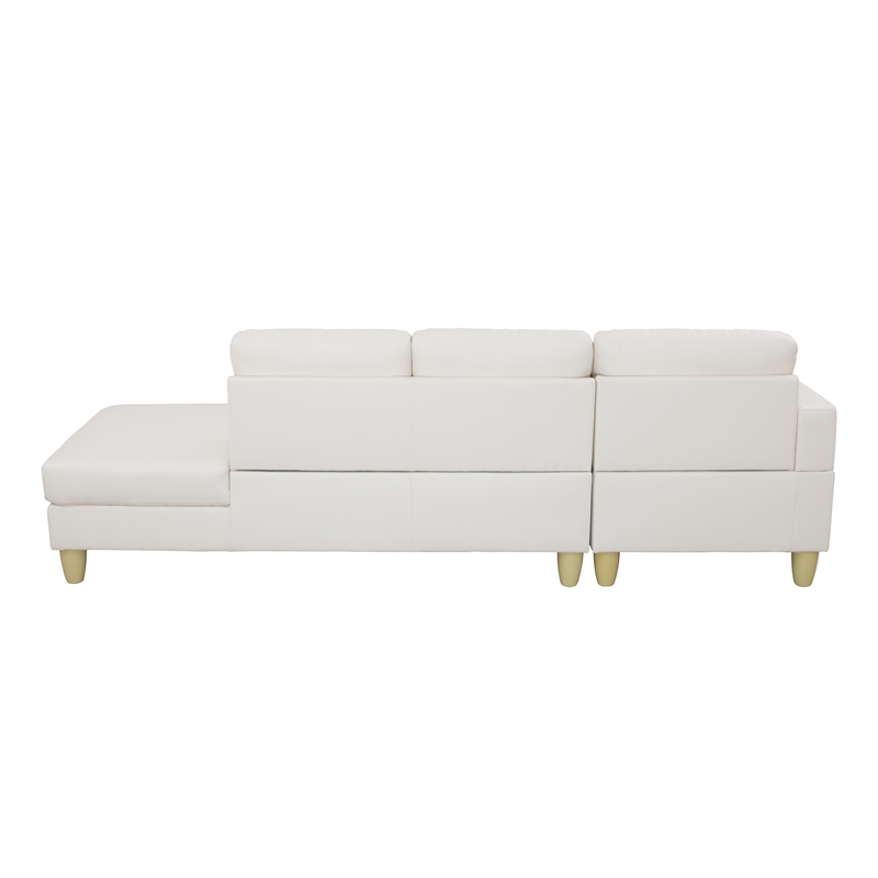 Starhome L Shaped White Faux Leather 2-Piece Couch Living Room Sofa Set
