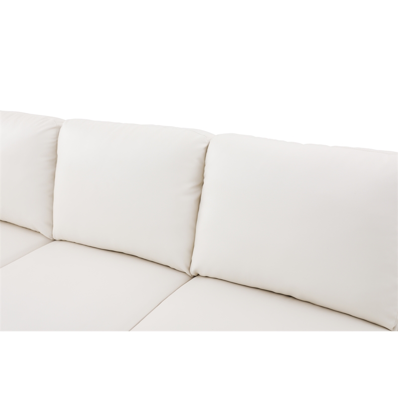 Starhome L Shaped White Faux Leather 2-Piece Couch Living Room Sofa Set