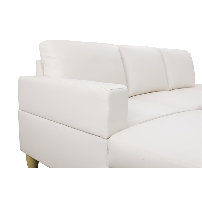 Starhome L Shaped White Faux Leather 2-Piece Couch Living Room Sofa Set