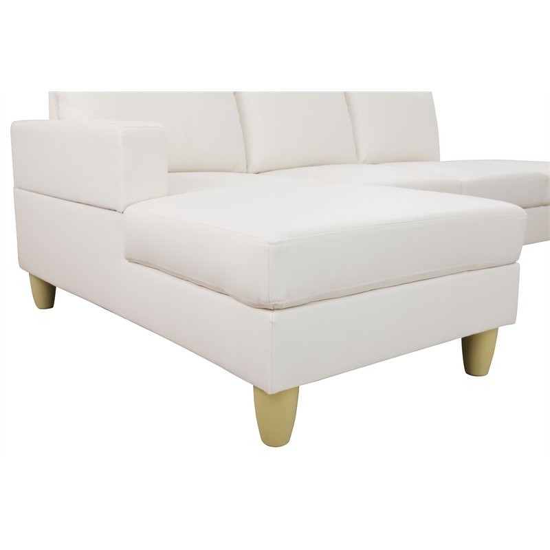 Starhome L Shaped White Faux Leather 2-Piece Couch Living Room Sofa Set