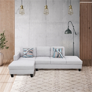 Starhome L Shaped Gray linen fabric 2-Piece Couch Living Room Sofa Set