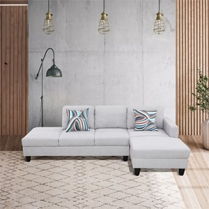 Starhome L Shaped Gray linen fabric 2-Piece Couch Living Room Sofa Set