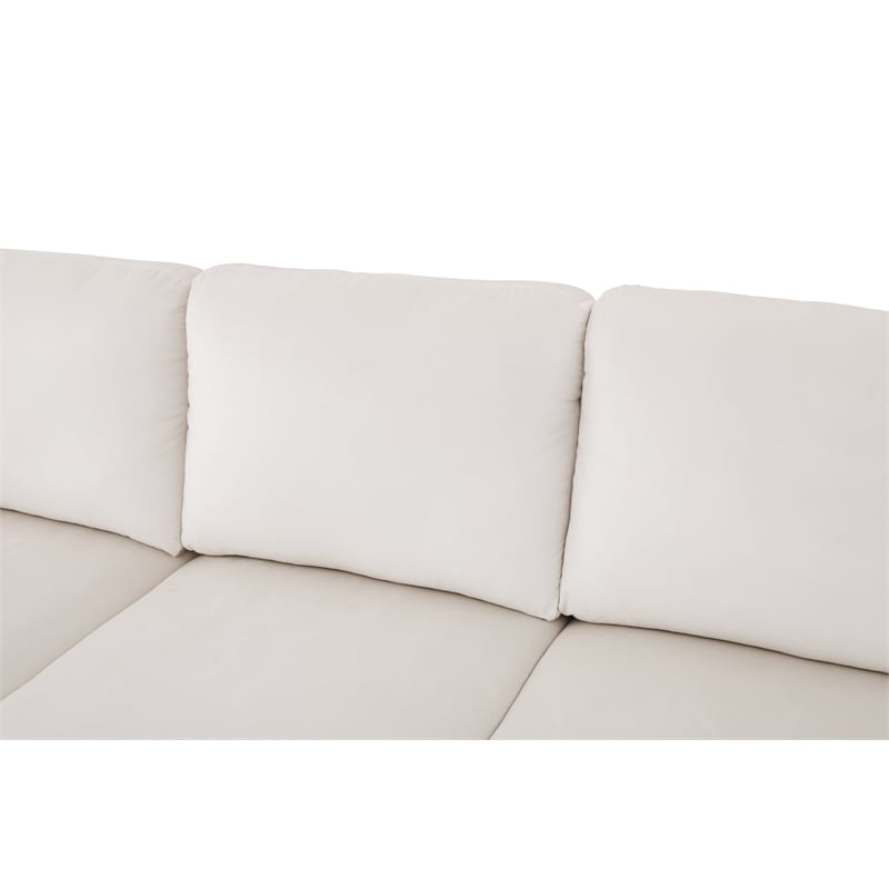 Starhome L Shaped White Microfiber 2-Piece Couch Living Room Sofa Set