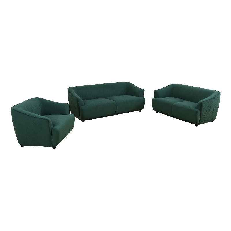 Star Home Living Corp 3-Piece Modern Microfiber Sofa Set in Dark Green