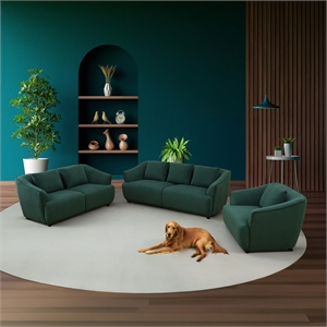 Star Home Living Corp 3-Piece Modern Microfiber Sofa Set in Dark Green