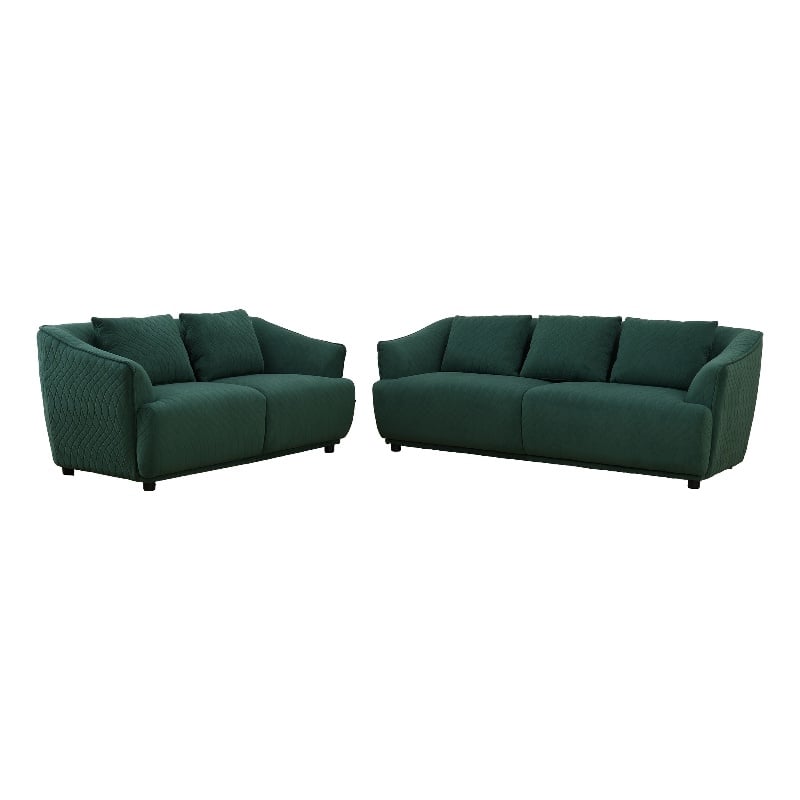 Star Home Living Corp 2-Piece Modern Microfiber Sofa Set in Dark Green