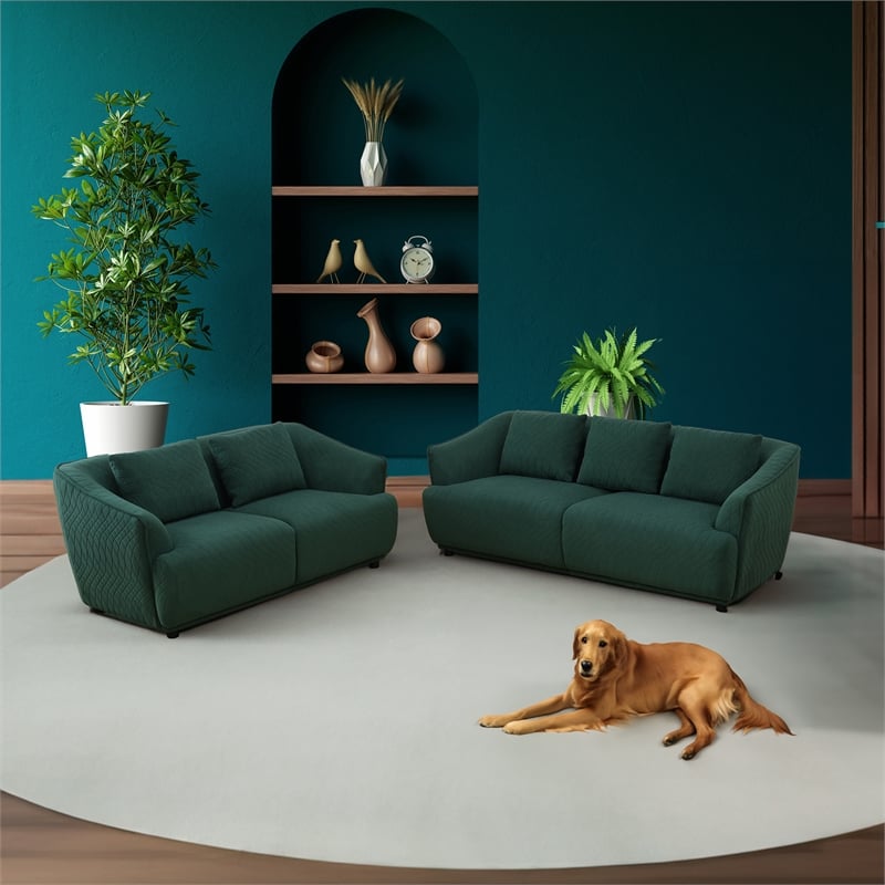 Star Home Living Corp 2-Piece Modern Microfiber Sofa Set in Dark Green
