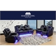 Beverly Fine Funiture Katie 3 Piece Faux Leather Recliner Living Room Set Black