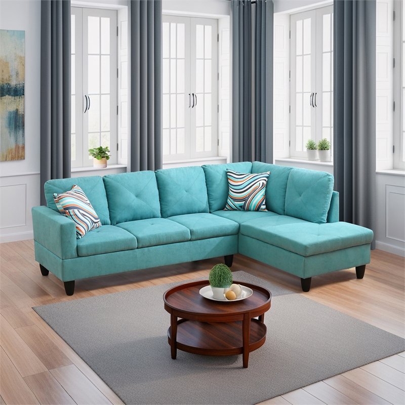 Starhome living La venta 2 piece sectional sofa Ocean Green Material-Flannelette