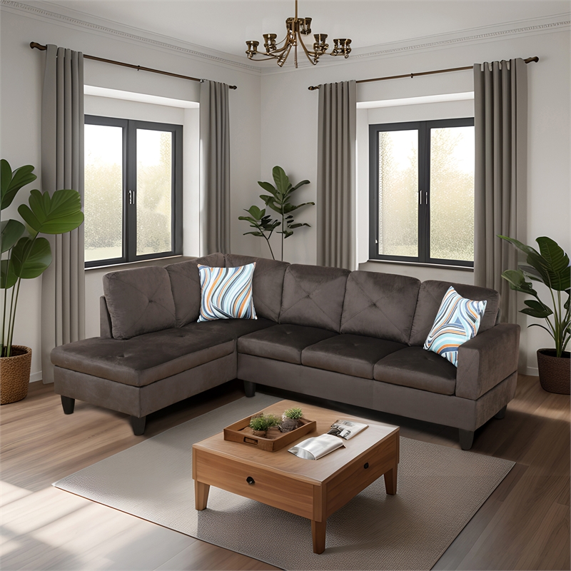 Starhome living La venta 2 piece sectional sofa  Chocolate Material-Microfiber