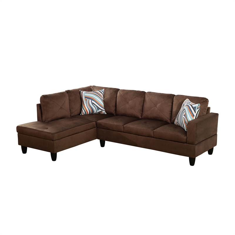 Star Home Living Corp Chris Microfiber Fabric Left Facing Sectional in Espresso