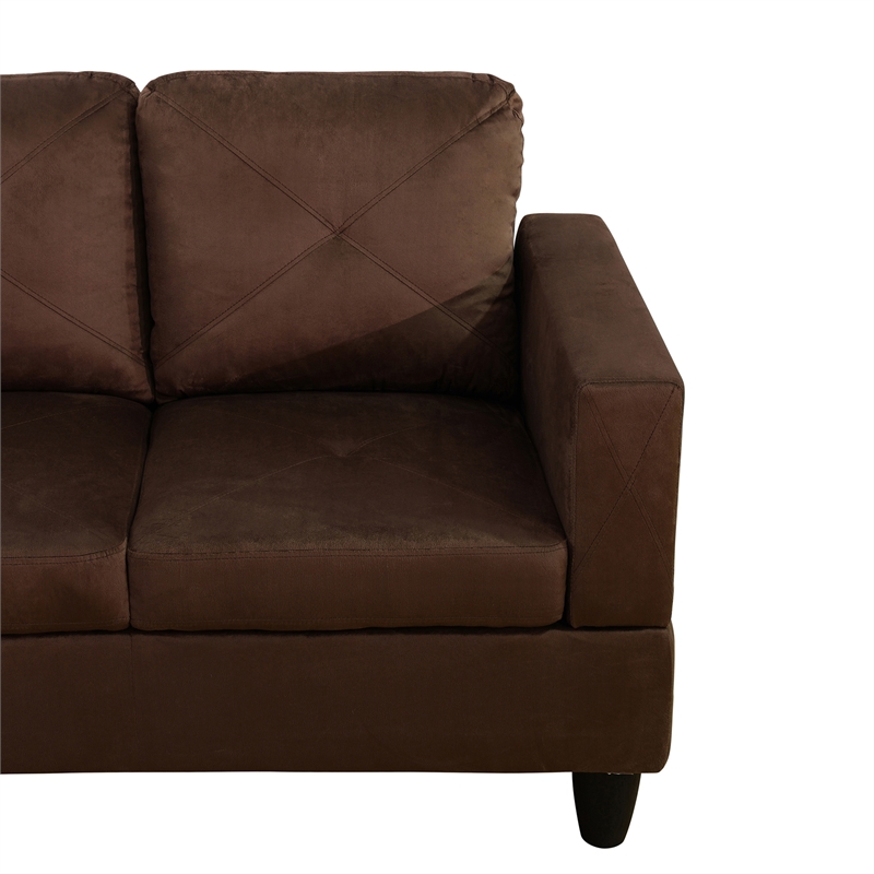 Star Home Living Corp Chris Microfiber Fabric Left Facing Sectional in Espresso