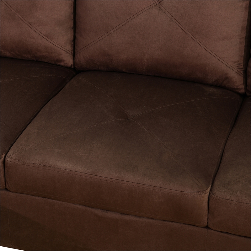 Star Home Living Corp Chris Microfiber Fabric Left Facing Sectional in Espresso