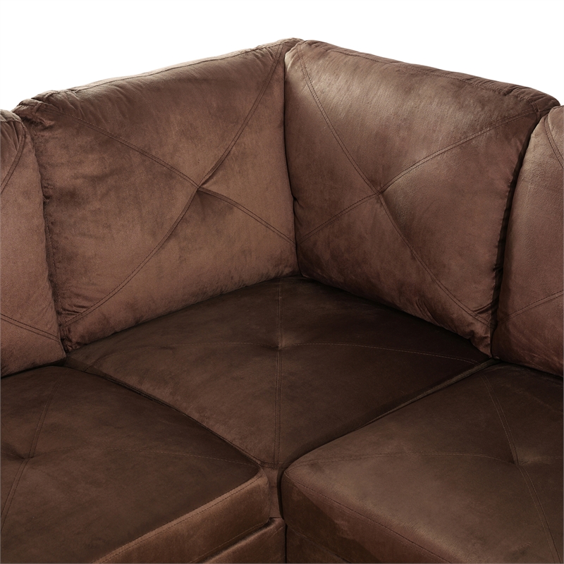 Star Home Living Corp Chris Microfiber Fabric Left Facing Sectional in Espresso