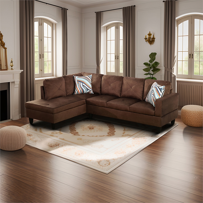 Star Home Living Corp Chris Microfiber Fabric Left Facing Sectional in Espresso