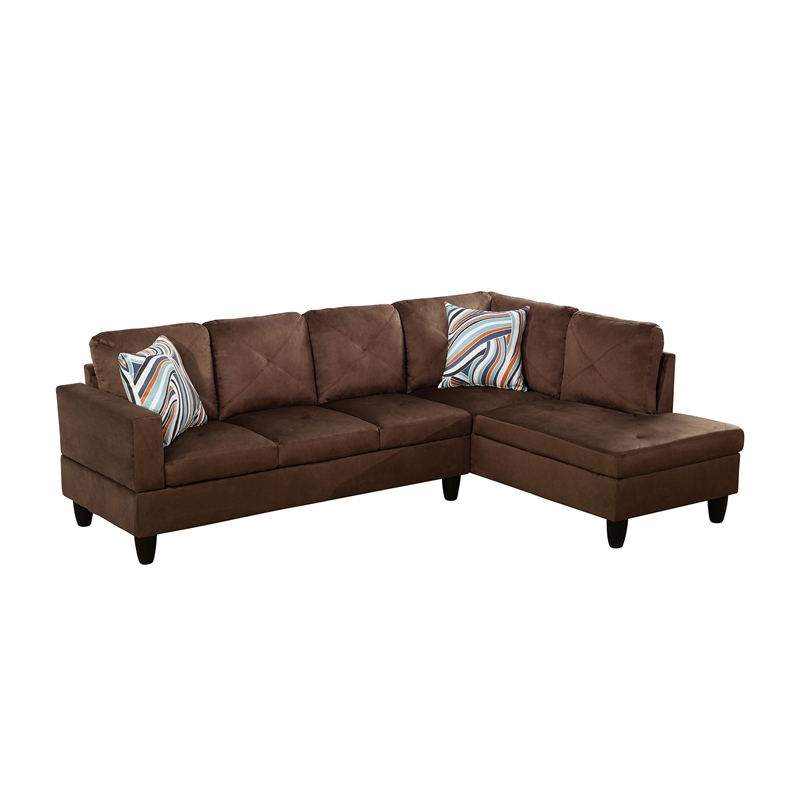 Star Home Living Corp Chris Microfiber Fabric Right Facing Sectional in Espresso