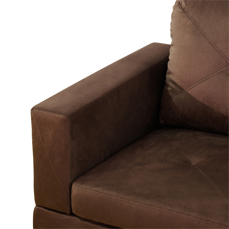 Star Home Living Corp Chris Microfiber Fabric Right Facing Sectional in Espresso