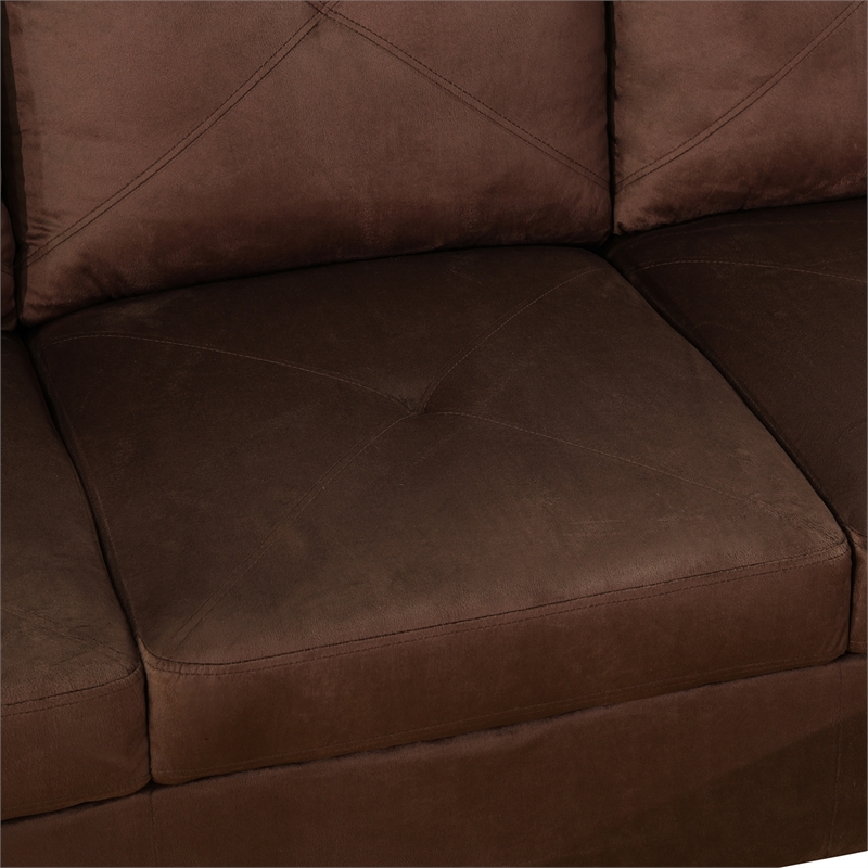 Star Home Living Corp Chris Microfiber Fabric Right Facing Sectional in Espresso