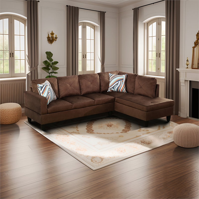 Star Home Living Corp Chris Microfiber Fabric Right Facing Sectional in Espresso