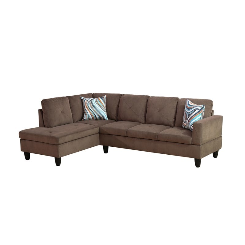 Star Home Living Corp Chris Microfiber Fabric Left Facing Sectional Brown Color
