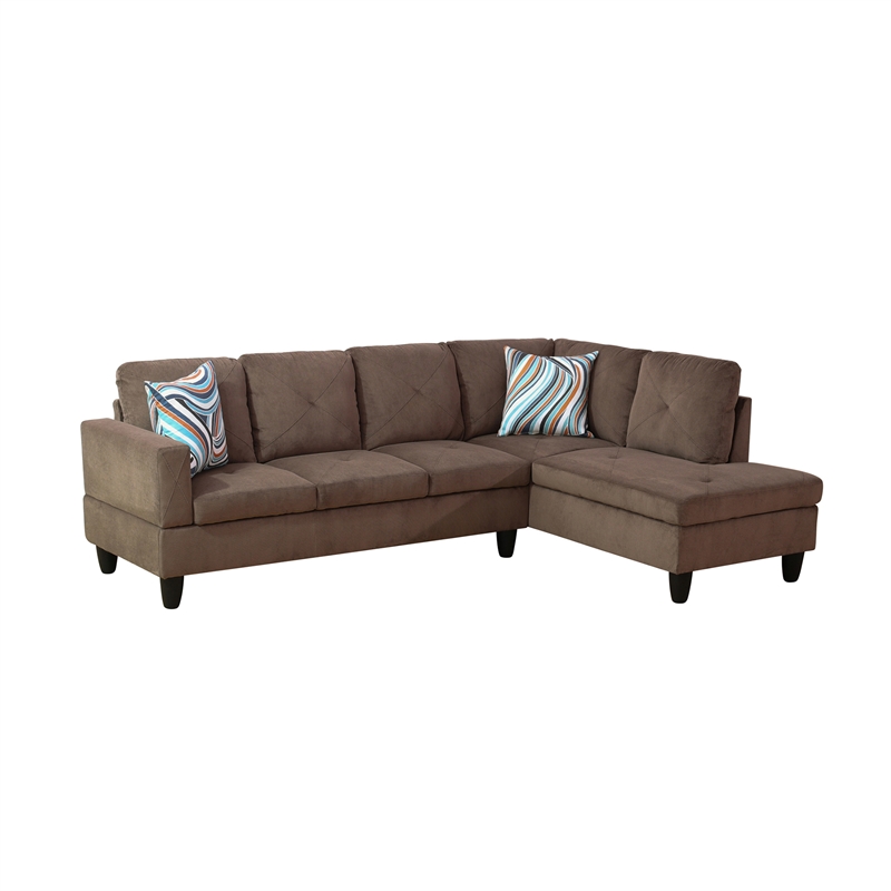 Star Home Living Corp Chris Microfiber Fabric Right Facing Sectional Brown Color