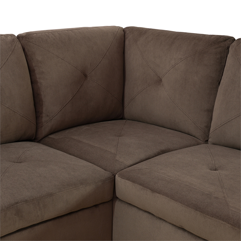 Star Home Living Corp Chris Microfiber Fabric Right Facing Sectional Brown Color