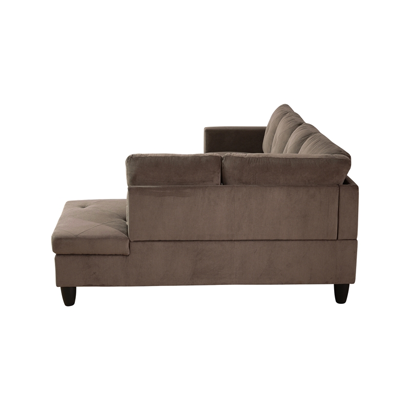 Star Home Living Corp Chris Microfiber Fabric Right Facing Sectional Brown Color