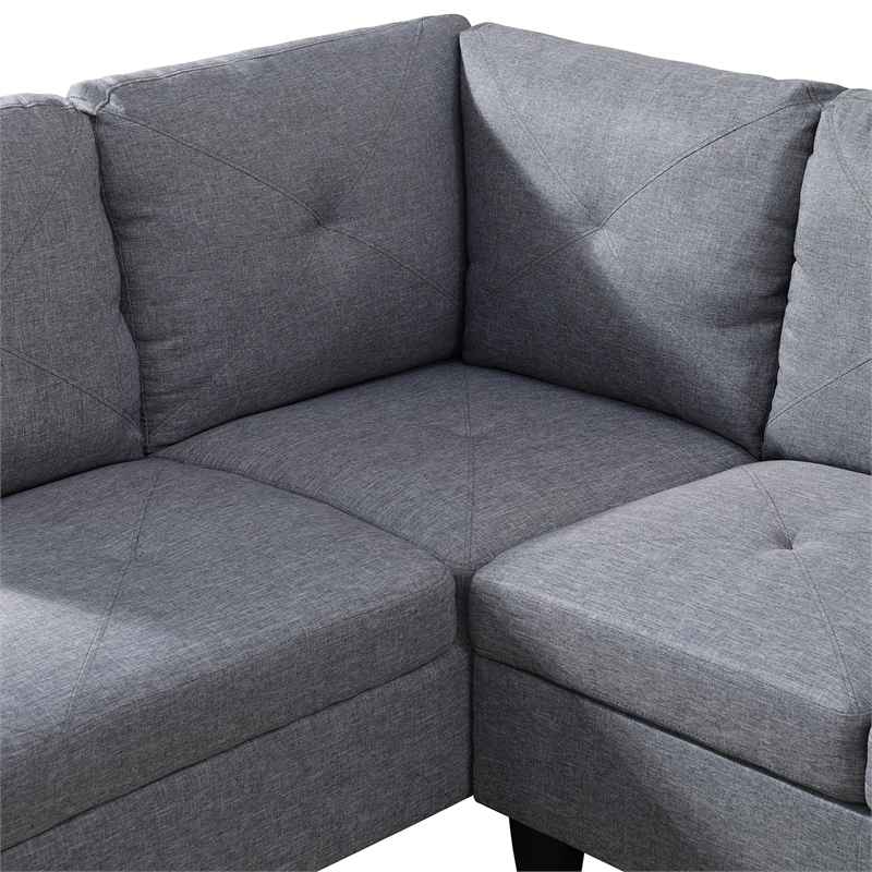 Star Home Living Corp Chris Microfiber Fabric Left Facing Sectional Grey Color