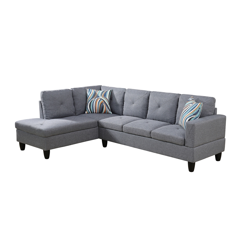 Star Home Living Corp Chris Microfiber Fabric Left Facing Sectional Grey Color