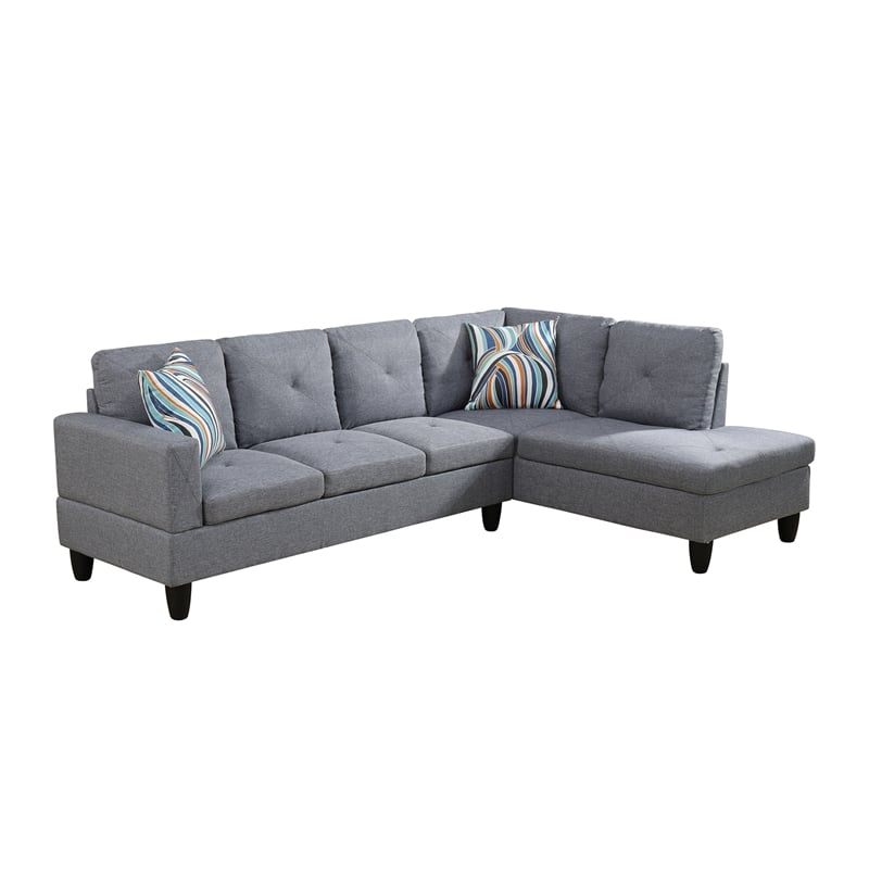 Star Home Living Corp Chris Microfiber Fabric Right Facing Sectional Grey Color
