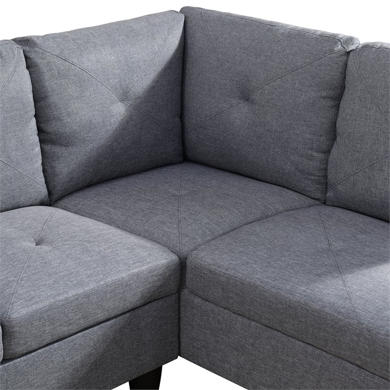 Star Home Living Corp Chris Microfiber Fabric Right Facing Sectional Grey Color