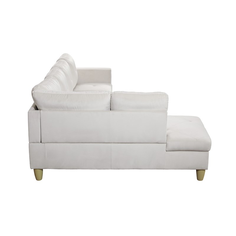 Star Home Living Corp Chris Microfiber Fabric Left Facing Sectional White Color