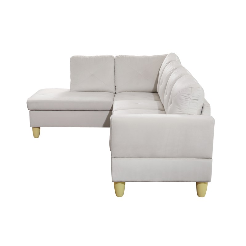 Star Home Living Corp Chris Microfiber Fabric Left Facing Sectional White Color