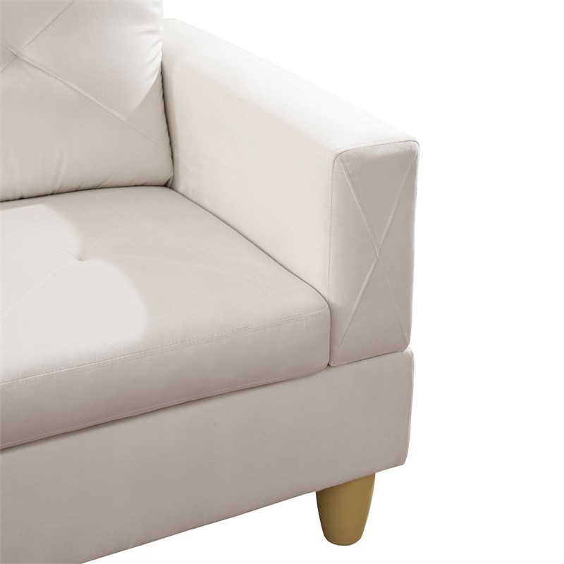 Star Home Living Corp Chris Microfiber Fabric Left Facing Sectional White Color