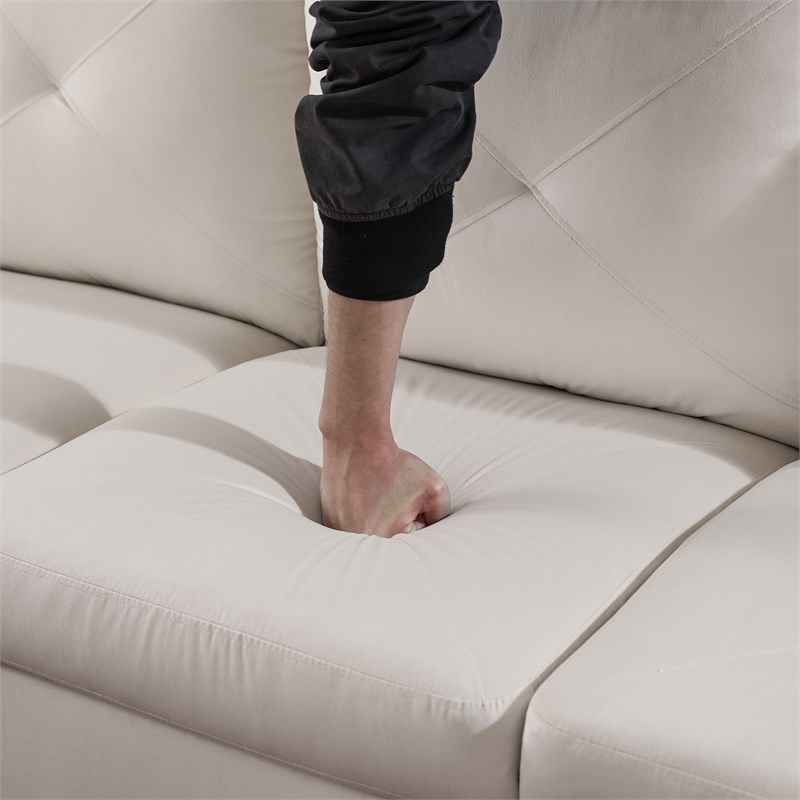 Star Home Living Corp Chris Microfiber Fabric Left Facing Sectional White Color