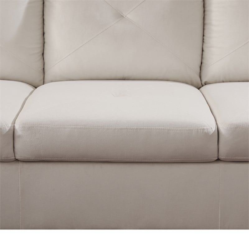 Star Home Living Corp Chris Microfiber Fabric Left Facing Sectional White Color