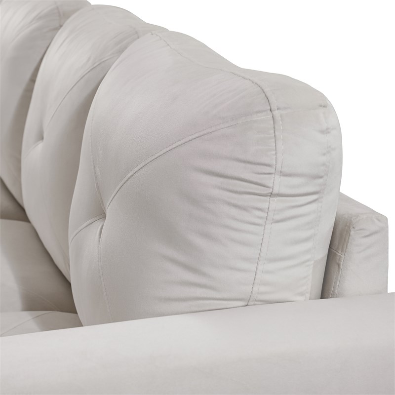 Star Home Living Corp Chris Microfiber Fabric Left Facing Sectional White Color