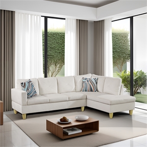 Star Home Living Corp Chris Microfiber Fabric Right Facing Sectional White Color