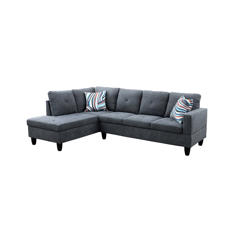 Star Home Living Corp Chris Microfiber Fabric Left Facing Sectional Dark Gray