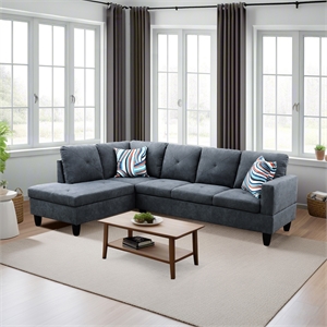 Star Home Living Corp Chris Microfiber Fabric Left Facing Sectional Dark Gray