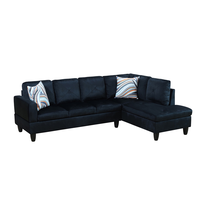 Star Home Living Corp Chris Microfiber Fabric Right Facing Sectional Black
