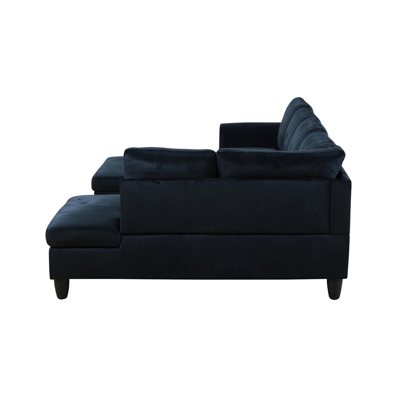 Star Home Living Corp Chris Microfiber Fabric Right Facing Sectional Black