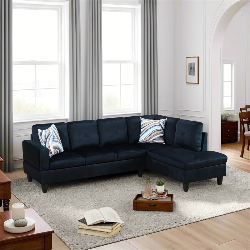 Star Home Living Corp Chris Microfiber Fabric Right Facing Sectional Black