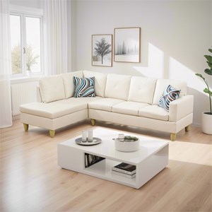 Star Home Living Corp Chris Faux Leather Left Facing Sectional White