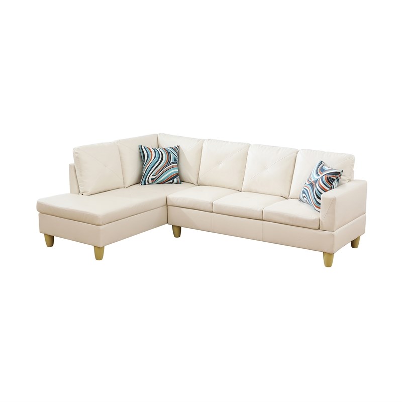 Star Home Living Corp Chris Faux Leather Left Facing Sectional White