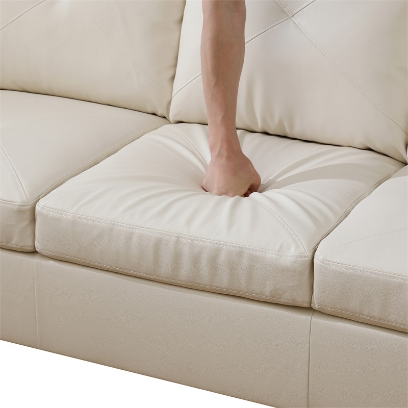 Star Home Living Corp Chris Faux Leather Left Facing Sectional White