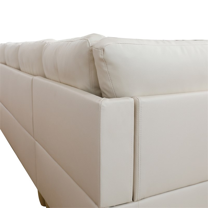 Star Home Living Corp Chris Faux Leather Left Facing Sectional White