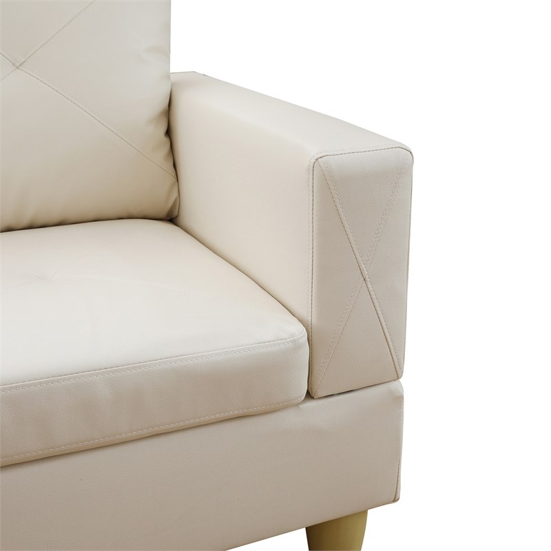 Star Home Living Corp Chris Faux Leather Left Facing Sectional White