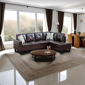 Star Home Living Corp Chris Faux Leather Right Facing Sectional Brown